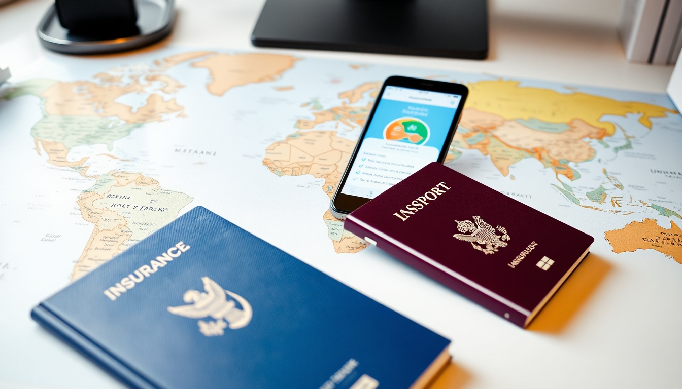 海外旅行保険の書類とパスポート